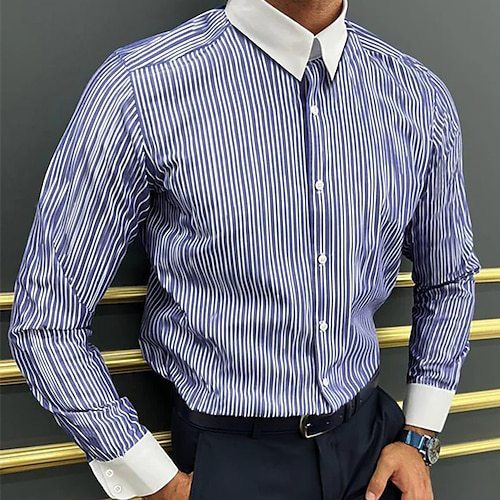 GMD Chosen CO Men's Long Sleeve Shirt Design Striped Business