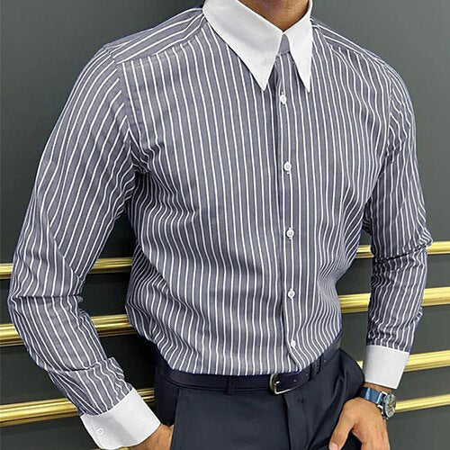 GMD Chosen CO Men's Long Sleeve Shirt Design Striped Business