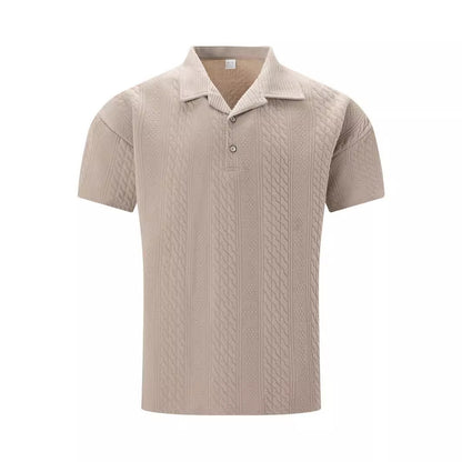GMD Chosen CO Simple Solid Color Polo Collar Men's Button Jacquard Short Sleeve