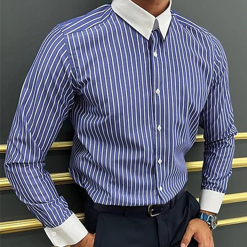 GMD Chosen CO Men's Long Sleeve Shirt Design Striped Business