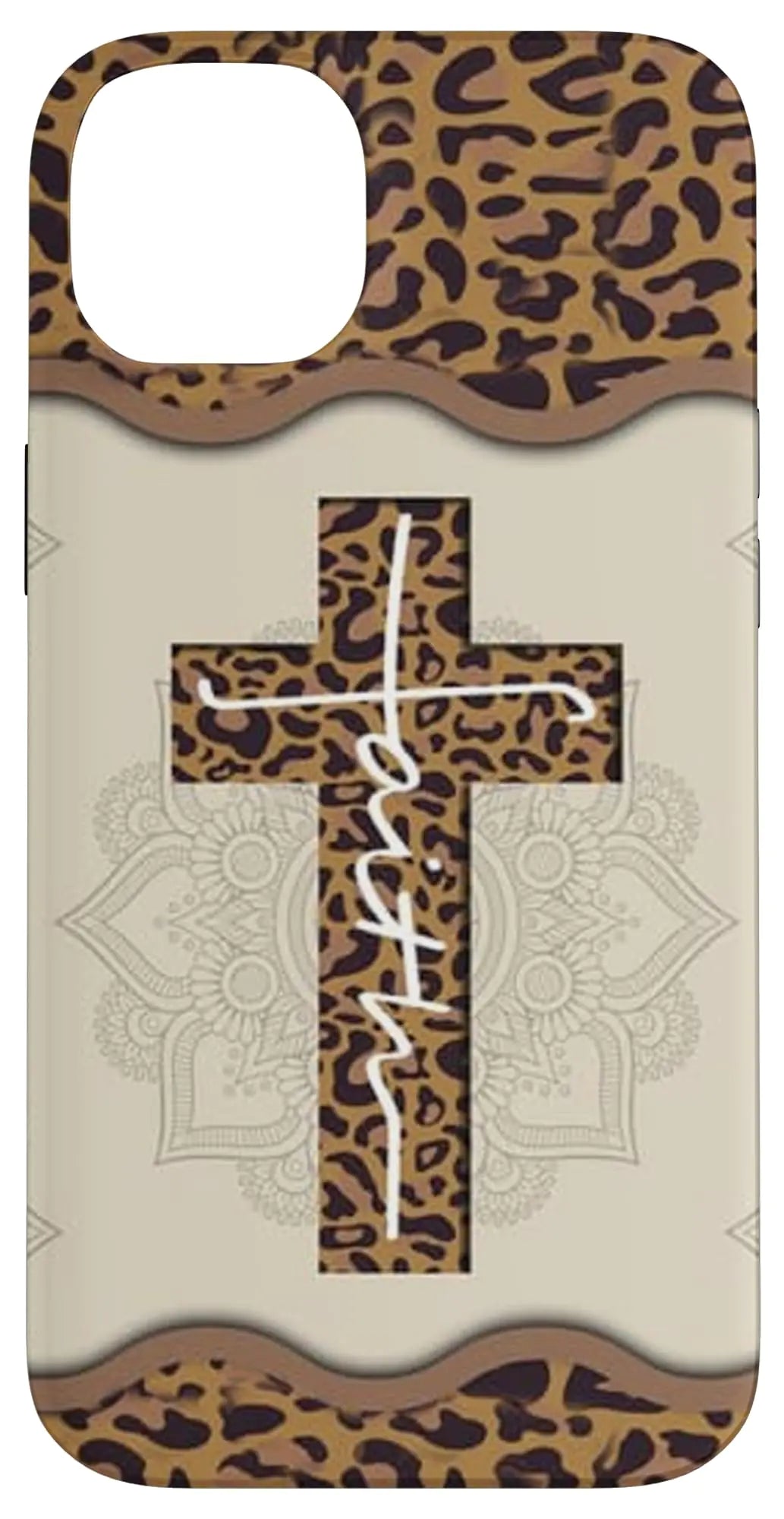 iPhone 14 Plus Faith Cross Leopard Jesus Christian Fashion PC Case