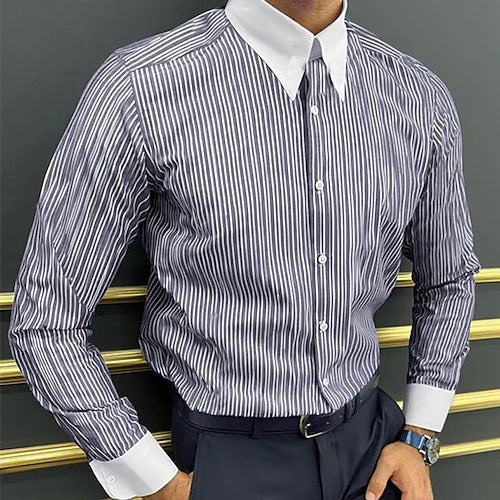 GMD Chosen CO Men's Long Sleeve Shirt Design Striped Business
