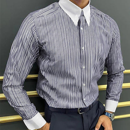 GMD Chosen CO Men's Long Sleeve Shirt Design Striped Business