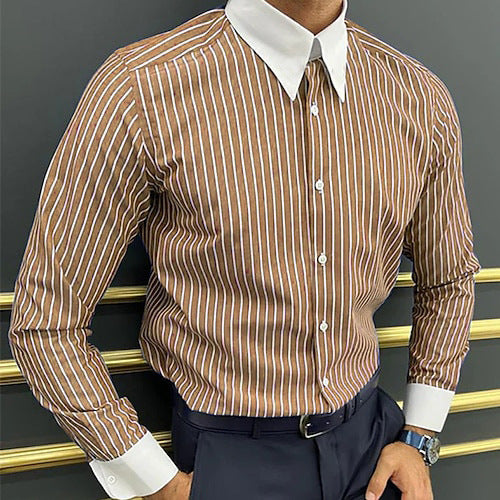 GMD Chosen CO Men's Long Sleeve Shirt Design Striped Business