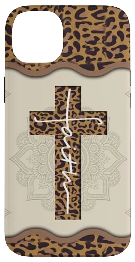 iPhone 14 Plus Faith Cross Leopard Jesus Christian Fashion PC Case