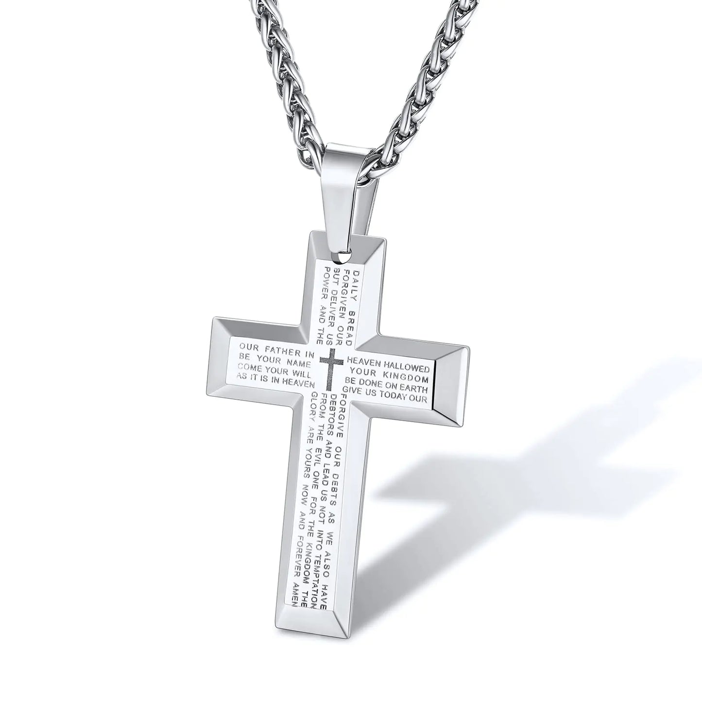 Supcare Cross Necklace  for Men With Bible Verse Men Collares De Hombre Cross Necklace for Men Big Cross Necklace Mens Necklace Silver Cross Pendant