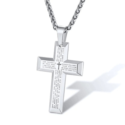 Supcare Cross Necklace  for Men With Bible Verse Men Collares De Hombre Cross Necklace for Men Big Cross Necklace Mens Necklace Silver Cross Pendant
